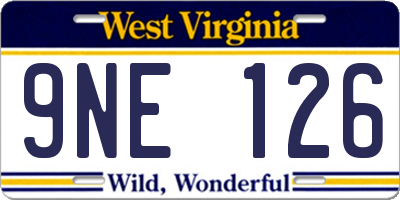 WV license plate 9NE126