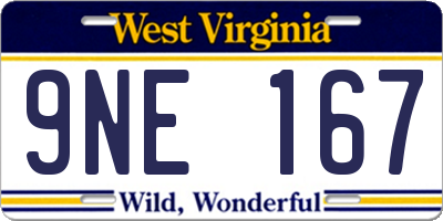 WV license plate 9NE167