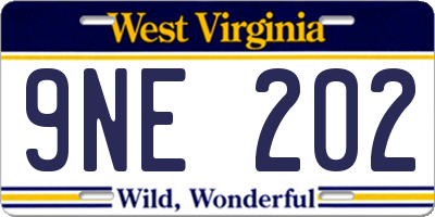 WV license plate 9NE202
