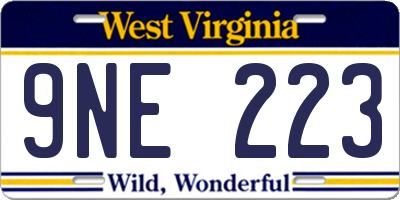 WV license plate 9NE223
