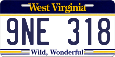WV license plate 9NE318