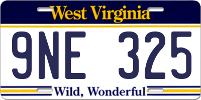 WV license plate 9NE325