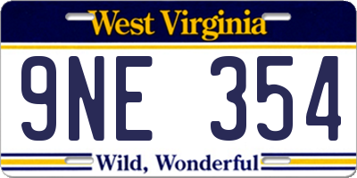 WV license plate 9NE354