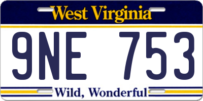 WV license plate 9NE753