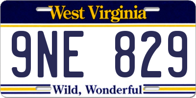 WV license plate 9NE829