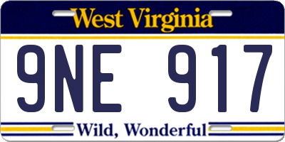 WV license plate 9NE917