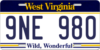 WV license plate 9NE980