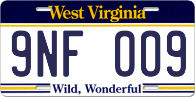 WV license plate 9NF009