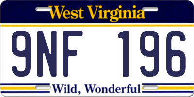 WV license plate 9NF196