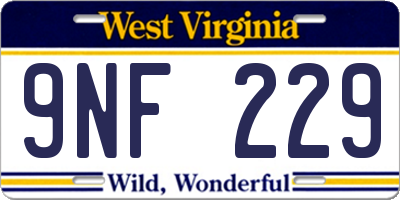 WV license plate 9NF229