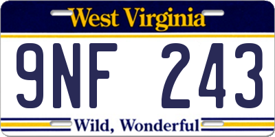 WV license plate 9NF243