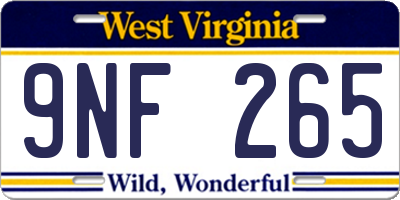 WV license plate 9NF265
