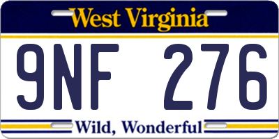 WV license plate 9NF276