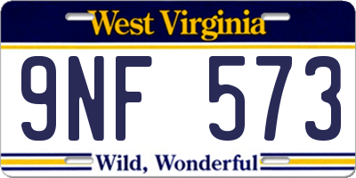 WV license plate 9NF573