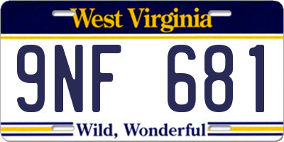 WV license plate 9NF681