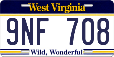 WV license plate 9NF708