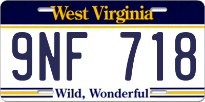 WV license plate 9NF718