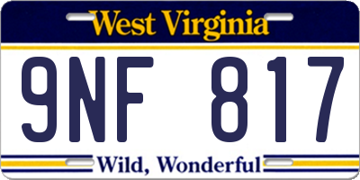 WV license plate 9NF817
