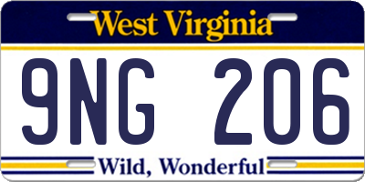 WV license plate 9NG206