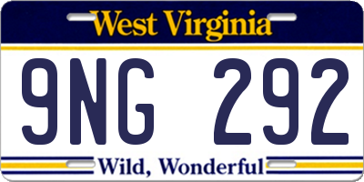 WV license plate 9NG292