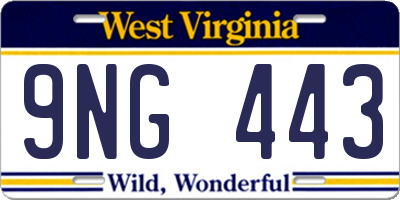 WV license plate 9NG443