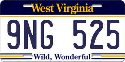 WV license plate 9NG525