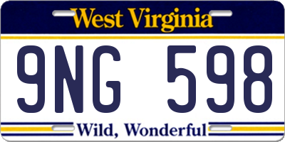 WV license plate 9NG598