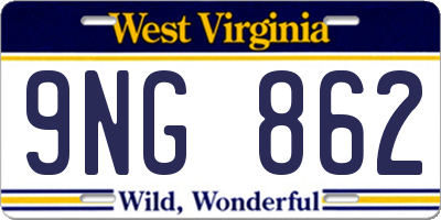 WV license plate 9NG862