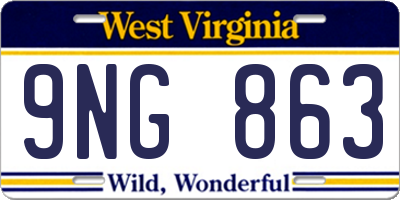 WV license plate 9NG863