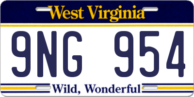 WV license plate 9NG954