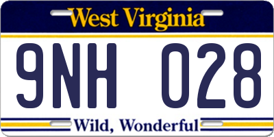 WV license plate 9NH028