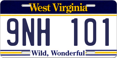 WV license plate 9NH101