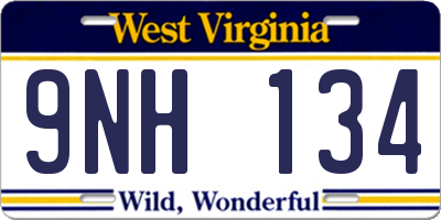 WV license plate 9NH134
