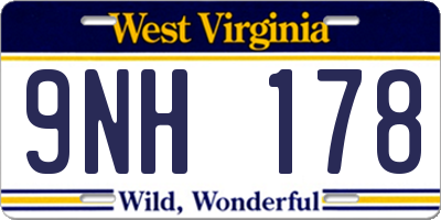 WV license plate 9NH178