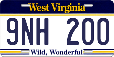 WV license plate 9NH200