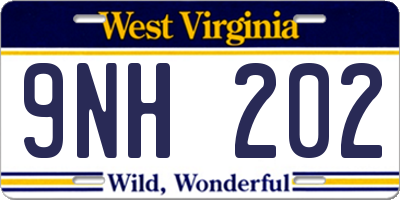 WV license plate 9NH202