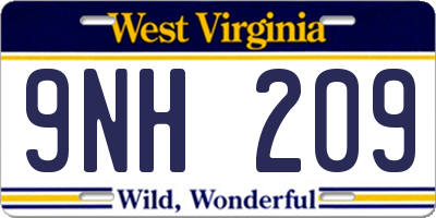 WV license plate 9NH209
