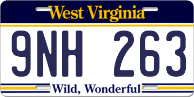 WV license plate 9NH263