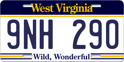 WV license plate 9NH290