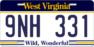 WV license plate 9NH331