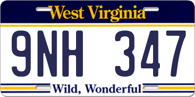 WV license plate 9NH347