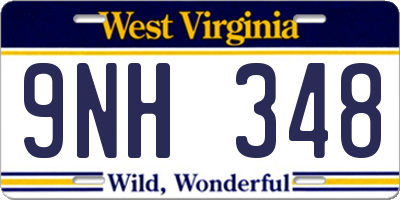 WV license plate 9NH348