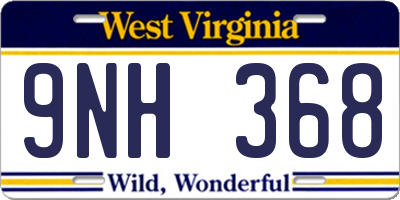 WV license plate 9NH368