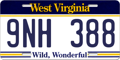 WV license plate 9NH388