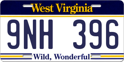 WV license plate 9NH396