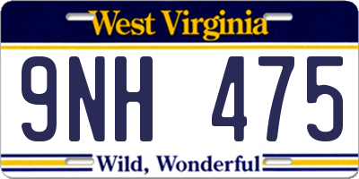 WV license plate 9NH475