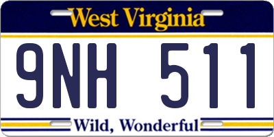 WV license plate 9NH511