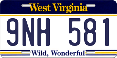WV license plate 9NH581