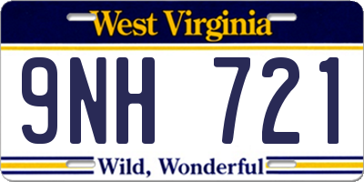 WV license plate 9NH721