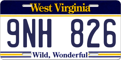 WV license plate 9NH826